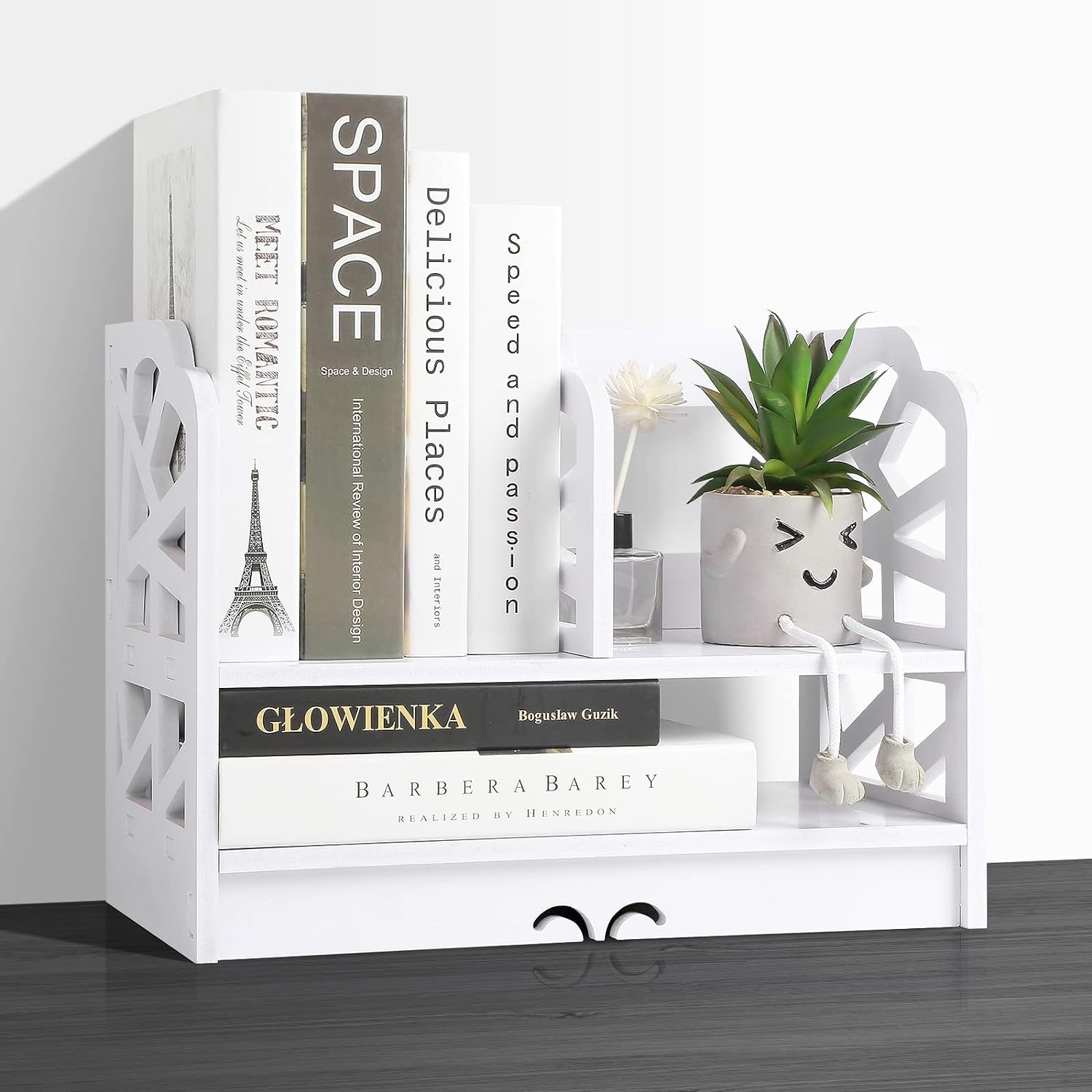 251119173646351_1 YGYQZ Small Bookshelf for Desktop Storage, Mini Cute Office Desk Shelves White Versatility Organizers for Women, Kids - Image 1